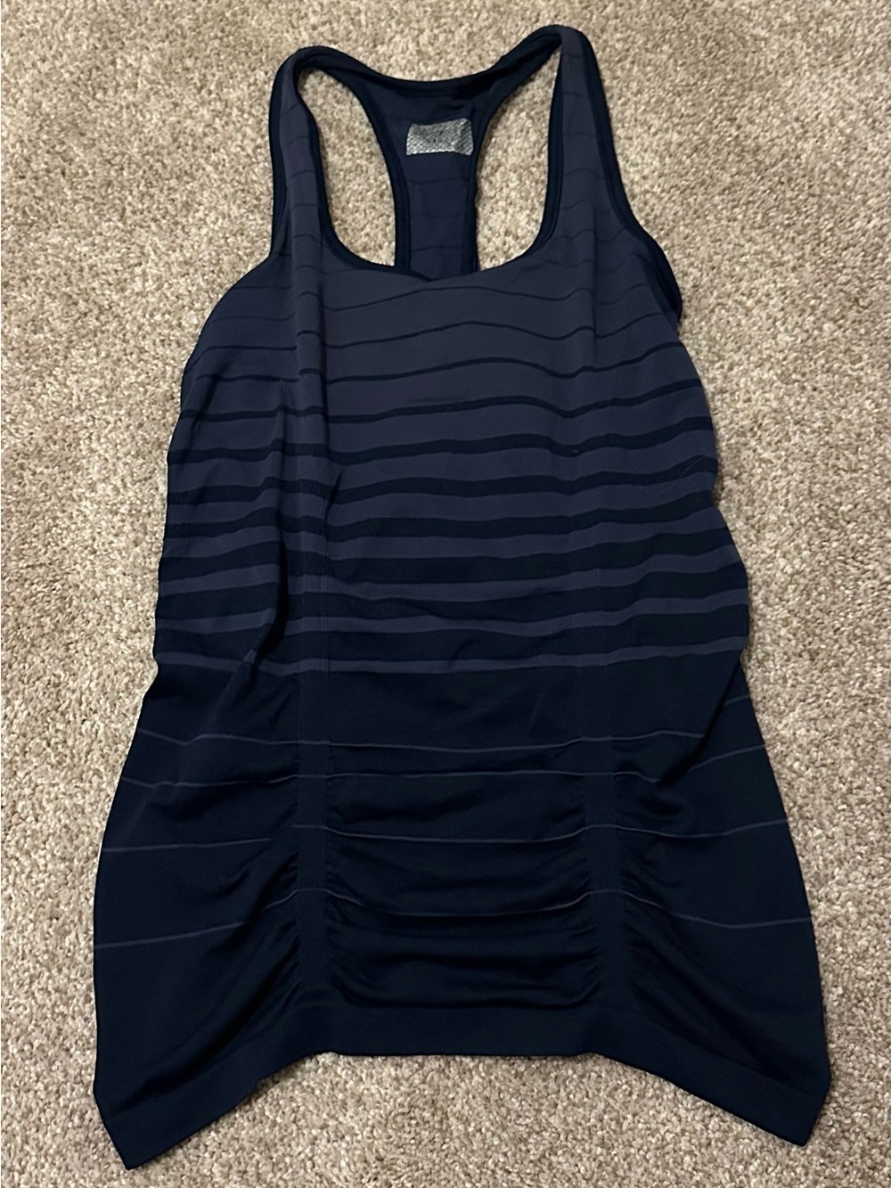 Athleta Navy Striped Racerback Tank Top